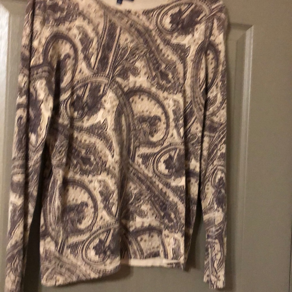 Jones New York , Large, long sleeve brown paisley
